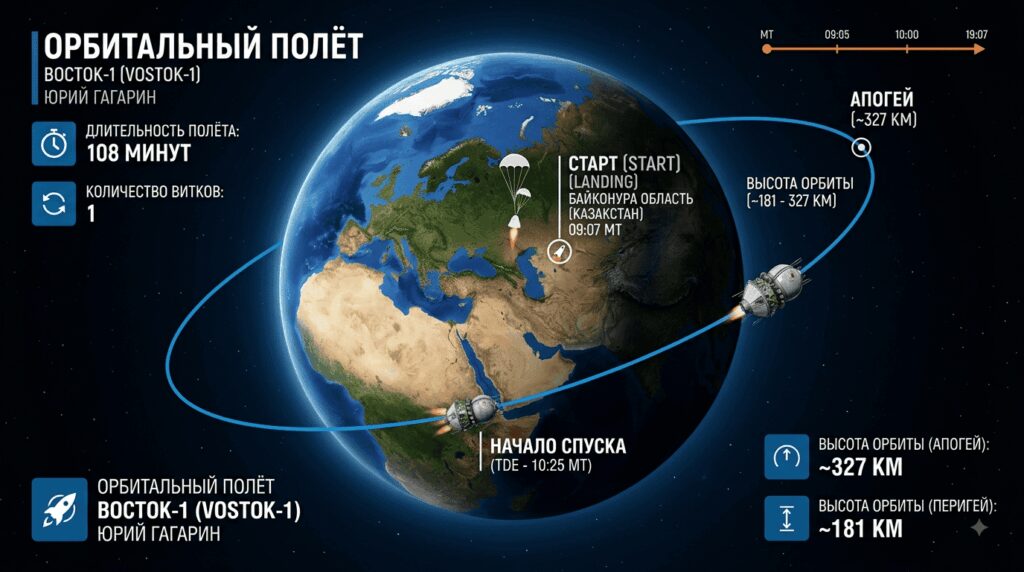 Инфографика полёта Юрия Гагарина