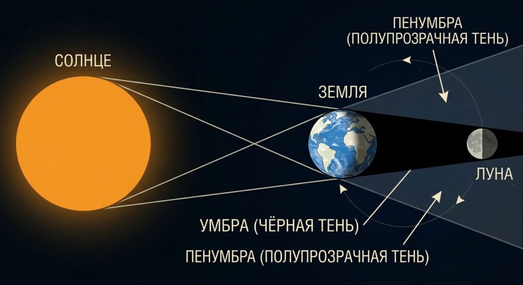 Схема лунного затмения инфографика
