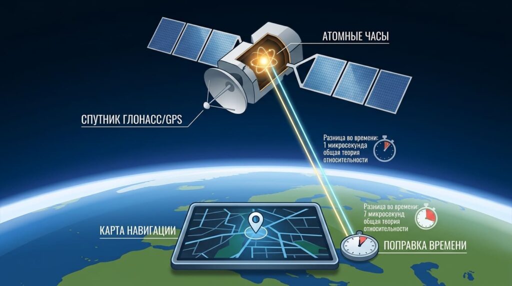 Релятивистские поправки времени в gps инфографика